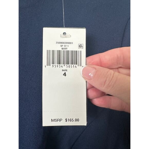 NEW Lauren Ralph Lauren 2 Ruffled Dress Tulip Sleeve Midi Navy $165 Zip B13 - Picture 3 of 7